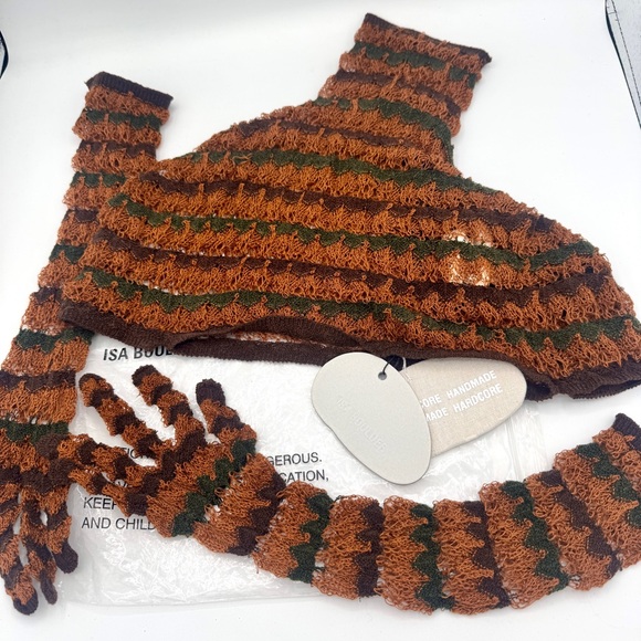 NWT Isa Boulder Knit Lacy Neck-warmer and Sleeves Gloves Handmade - Picture 5 of 15